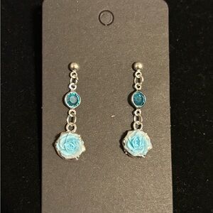 Chic Blue Floral Drop Earrings